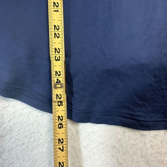 NY Collection Blouse Women P Large Blue 1/4 Button Up Mesh Insert Long Sleeve - Picture 10 of 11